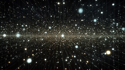 Small dots of light that seem to pulsate, giving a sense of activity or data transmission.