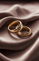 A pair of intertwined rings resting on a velvet fabric surface in soft lighting, representing commitment and unity.