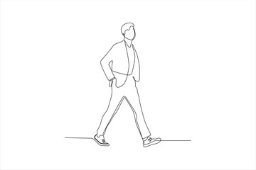 A minimalist line drawing of a person walking, showcasing movement and simplicity.
