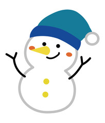 帽子のかわいい雪だるまのイラスト