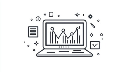 Data and analytics represented in a sleek line icon, ideal for modern metric visuals.