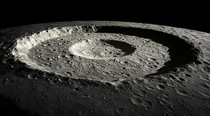 Naklejka premium A massive impact crater on the moon, showcasing the wonders of our solar system and space exploration