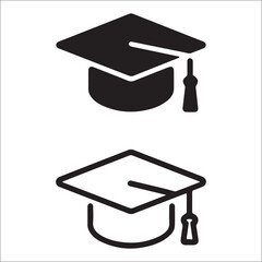 Graduation cap icon. line and glyph version, student hat outline and filled vector sign. Academic cap linear and full pictogram. Education symbol, logo illustration. Different style icons