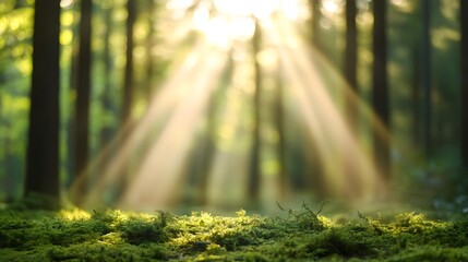 Fototapeta premium Sunlight Through Forest Moss