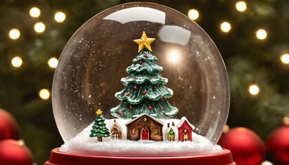 Magical Christmas Snow Globe with Village Scene
