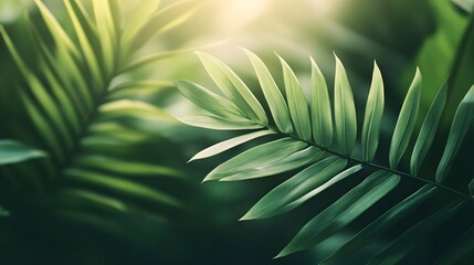 Fototapeta premium Green Palm Leaves Sunlight