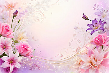 Fototapeta premium pink background with flowers
