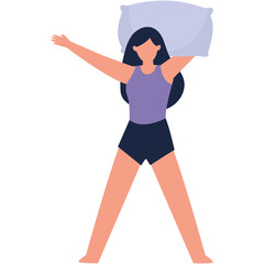 Women Sleeping Position Illustration. Isolated Flat Cartoon Character.