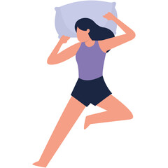 Women Sleeping Position Illustration. Isolated Flat Cartoon Character.