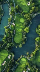 Greens and Fairways: Aerial View of a Golf Course with Manicured Greens and Challenging Hazards