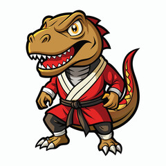 t-rex-s head wear martial art cloth kicking pose