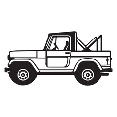 Fototapeta premium Classic Truck Vector illustration in black and white - Vintage Truck Clipart Design