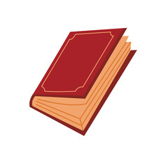 A book with red cover.  Color illustration for book store, reading club, learning, library, banner.