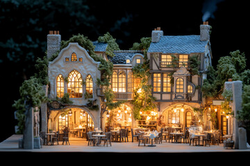 Obraz premium Lit Up Mansion Exterior