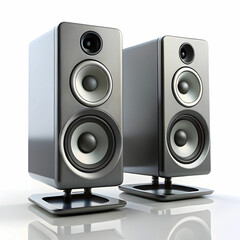 Fototapeta premium A set of computer speakers with a minimalistic design,