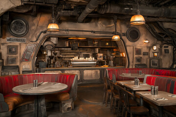 Rustic Diner with Red Booths