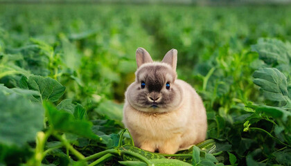A cute bunny and a garden