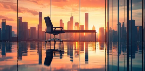 Obraz premium Office Sunset Skyline.