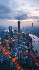 Urban Serenity: Aerial View of Downtown Cityscape 