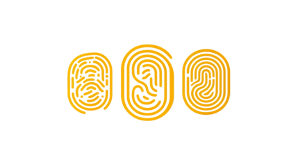 Set of Biometric Fingerprint Symbols on a Transparent Background Generative AI