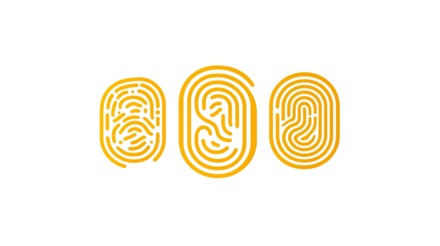 Set of Biometric Fingerprint Symbols on a Transparent Background Generative AI