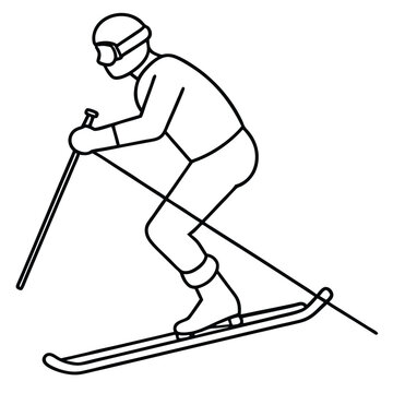 recommend clip art: Skiing line art vector silhouette.