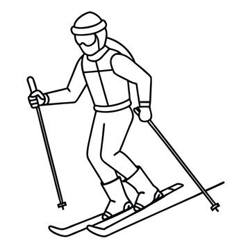 skier skiing downhill black and white clip art preview