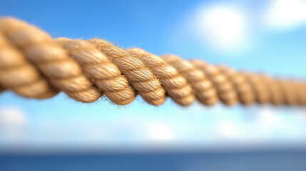 Rope Leading to the Horizon Against Blue Sky