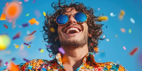 Man in Sunglasses and Colorful Shirt