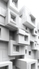 abstract geometric blocks rendered on a clean white background showcasing modern design principles and dimensionality in a minimalist artistic composition