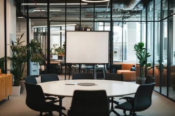 Fototapeta premium Modern Office Meeting Room with Whiteboard and Table