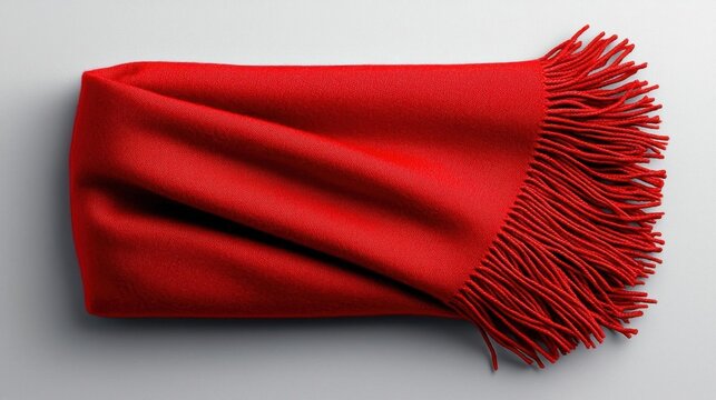 A photostock of a wrapped red scarf isolated on a plain background.