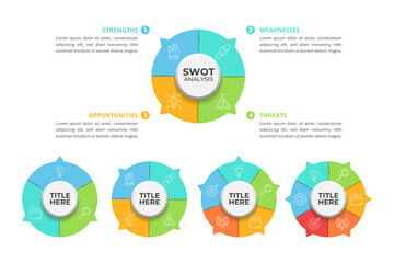 Cycle Infographic Elements with Multiple Step and Editable Text for Business Presentation, Poster, Banner and Booklet.
