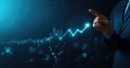 Businessman Pointing at an Upward Trend Graph