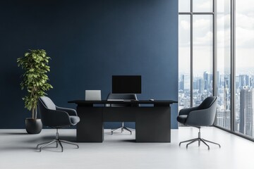 Fototapeta premium Modern Office Interior with City View