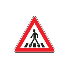 Road Sign Pedestrian Crossing icon. Silhouette style. Vector icon.