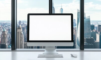 Fototapeta premium Computer Mockup City View.