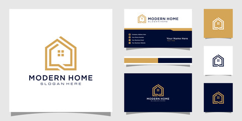 build house logo with line art style. home build abstract for logo and business card design