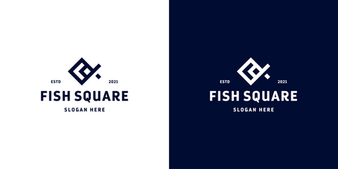 square fish logo design vector animals