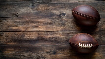 Vintage Football on Rustic Wooden Surface,Classic Sports Theme