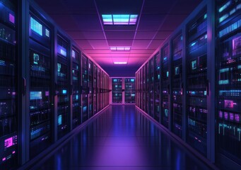 Fototapeta premium Server Room Neon.