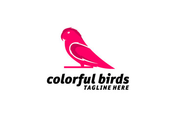 Awesome Lovebird Colored Logo Design Vector Silhoutte