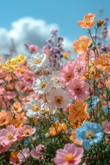 A Vibrant Field of Multicolored Flowers in Bloom