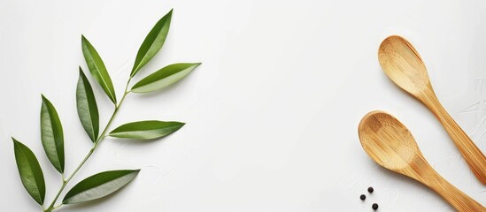 Bamboo Cooking Spoon Isolated On White Background