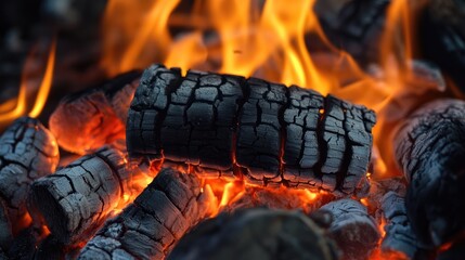 Close up of burning oak biomass pellets