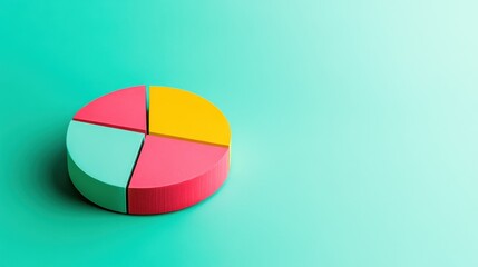 Colorful pie chart on a soft teal background, ideal for presentations and visual data representation.