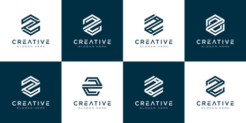 Set of initial letter Z abstract logo vector template