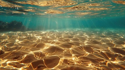 Naklejka premium A Background Of Sun And Shadows On Sandy Ocean Floor