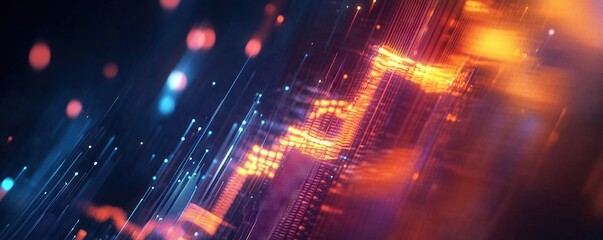 Obraz premium Digital background perfect for tech processes, neural networks, artificial intelligence, data transfer and encryption, digital archives, sound and graphic presentations, science, education, etc.