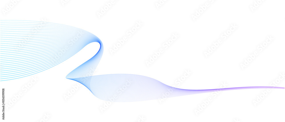 Aufkleber Abstract vector wavy lines flowing smooth curve colorful gradient purple blue on transparent background in concept of technology, science, music, modern.